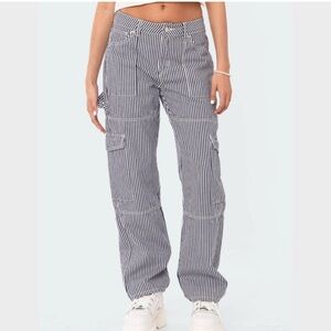 Edikted Black and White Striped Pants